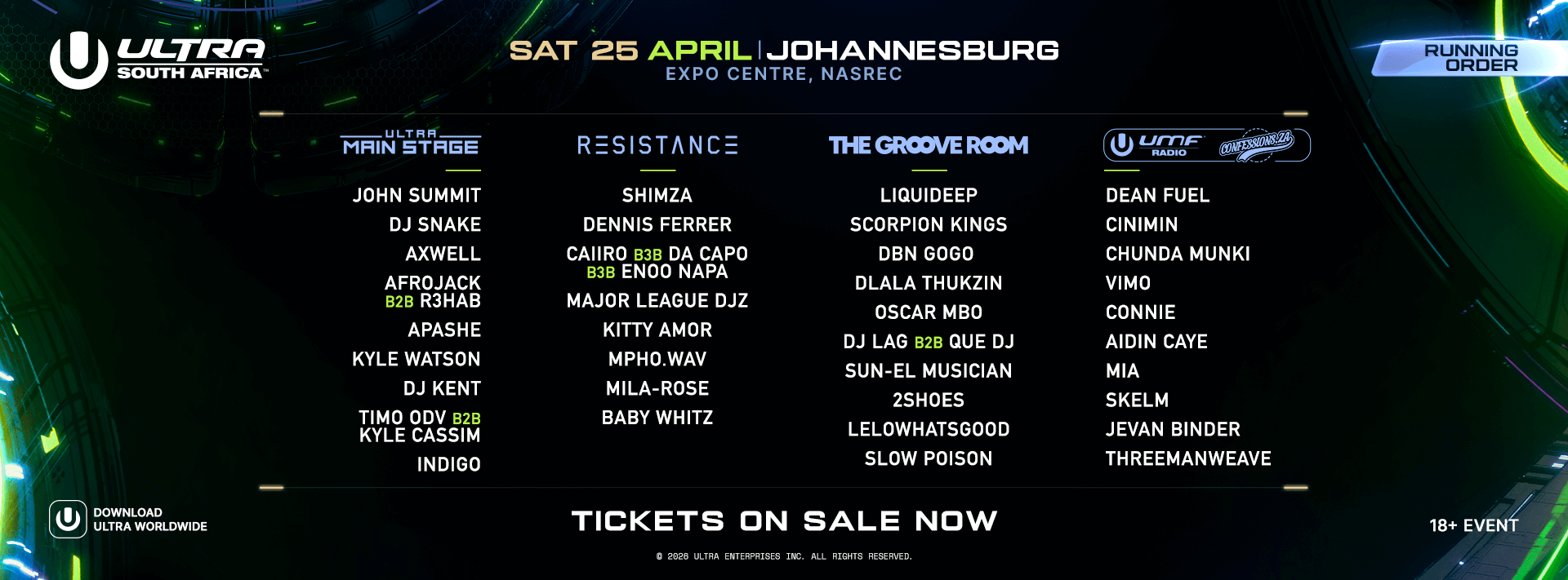 Ultra South Africa Running Order